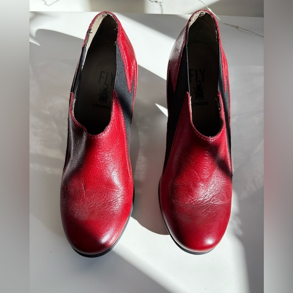 Fly London Red Leather Booties - Picture 2 of 7